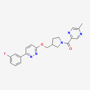 3-(3-Fluorophenyl)-6-{[1-(5-methylpyrazine-2-carbonyl)pyrrolidin-3-yl]methoxy}pyridazine