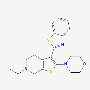 molecular formula C20H23N3OS2 B12247339 2-[6-ethyl-2-(morpholin-4-yl)-4H,5H,6H,7H-thieno[2,3-c]pyridin-3-yl]-1,3-benzothiazole 