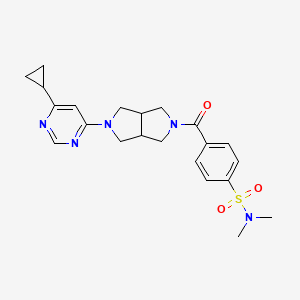 molecular formula C22H27N5O3S B12247354 4-[5-(6-cyclopropylpyrimidin-4-yl)-octahydropyrrolo[3,4-c]pyrrole-2-carbonyl]-N,N-dimethylbenzene-1-sulfonamide 