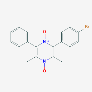 molecular formula C18H15BrN2O2 B1224737 2-(4-Bromophenyl)-3,5-dimethyl-4-oxido-6-phenylpyrazin-1-ium 1-oxide 