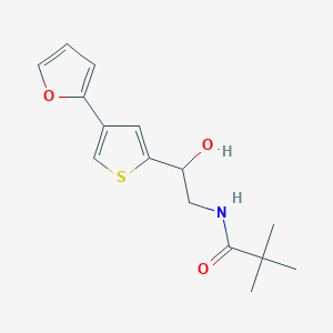 molecular formula C15H19NO3S B12247387 N-{2-[4-(furan-2-yl)thiophen-2-yl]-2-hydroxyethyl}-2,2-dimethylpropanamide 