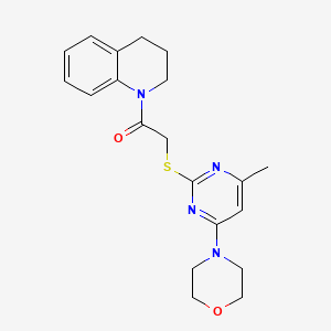 molecular formula C20H24N4O2S B12247398 1-(3,4-dihydroquinolin-1(2H)-yl)-2-{[4-methyl-6-(morpholin-4-yl)pyrimidin-2-yl]sulfanyl}ethanone 