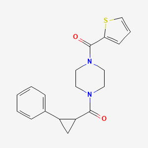 molecular formula C19H20N2O2S B12247430 1-(2-Phenylcyclopropanecarbonyl)-4-(thiophene-2-carbonyl)piperazine 