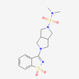 2-(1,1-dioxo-1,2-benzothiazol-3-yl)-N,N-dimethyl-1,3,3a,4,6,6a-hexahydropyrrolo[3,4-c]pyrrole-5-sulfonamide