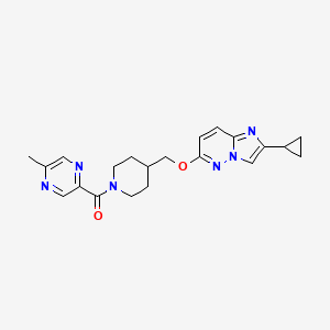 molecular formula C21H24N6O2 B12247464 2-{4-[({2-Cyclopropylimidazo[1,2-b]pyridazin-6-yl}oxy)methyl]piperidine-1-carbonyl}-5-methylpyrazine 