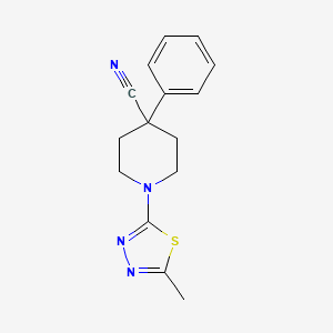 molecular formula C15H16N4S B12247485 1-(5-Methyl-1,3,4-thiadiazol-2-yl)-4-phenylpiperidine-4-carbonitrile 