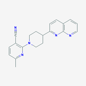 molecular formula C20H19N5 B12247524 6-Methyl-2-[4-(1,8-naphthyridin-2-yl)piperidin-1-yl]pyridine-3-carbonitrile 