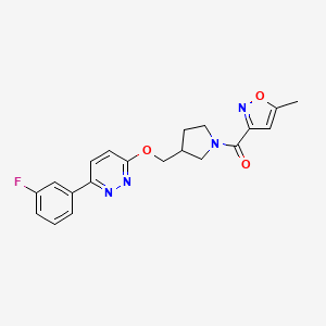 3-(3-Fluorophenyl)-6-{[1-(5-methyl-1,2-oxazole-3-carbonyl)pyrrolidin-3-yl]methoxy}pyridazine