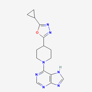 molecular formula C15H17N7O B12247601 6-[4-(5-cyclopropyl-1,3,4-oxadiazol-2-yl)piperidin-1-yl]-9H-purine 