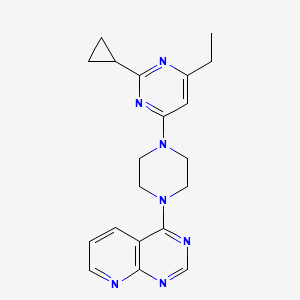 molecular formula C20H23N7 B12247606 2-Cyclopropyl-4-ethyl-6-(4-{pyrido[2,3-d]pyrimidin-4-yl}piperazin-1-yl)pyrimidine 