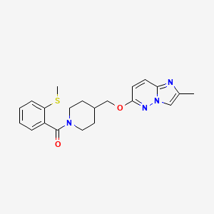 molecular formula C21H24N4O2S B12247614 4-[({2-Methylimidazo[1,2-b]pyridazin-6-yl}oxy)methyl]-1-[2-(methylsulfanyl)benzoyl]piperidine 