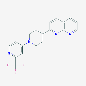 molecular formula C19H17F3N4 B12247655 2-{1-[2-(Trifluoromethyl)pyridin-4-yl]piperidin-4-yl}-1,8-naphthyridine 