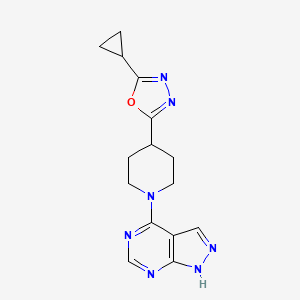 4-(5-cyclopropyl-1,3,4-oxadiazol-2-yl)-1-{1H-pyrazolo[3,4-d]pyrimidin-4-yl}piperidine