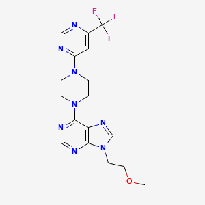 molecular formula C17H19F3N8O B12247669 9-(2-methoxyethyl)-6-{4-[6-(trifluoromethyl)pyrimidin-4-yl]piperazin-1-yl}-9H-purine 