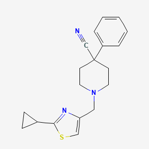 1-[(2-Cyclopropyl-1,3-thiazol-4-yl)methyl]-4-phenylpiperidine-4-carbonitrile