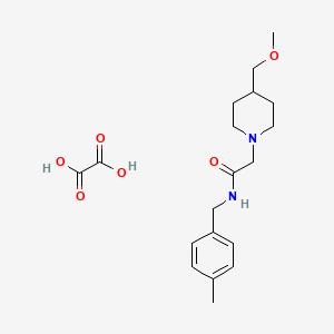 molecular formula C19H28N2O6 B12247687 2-[4-(methoxymethyl)piperidin-1-yl]-N-[(4-methylphenyl)methyl]acetamide; oxalic acid 