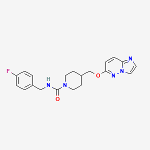 molecular formula C20H22FN5O2 B12247749 N-[(4-fluorophenyl)methyl]-4-({imidazo[1,2-b]pyridazin-6-yloxy}methyl)piperidine-1-carboxamide 