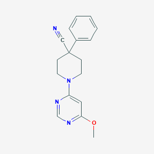 molecular formula C17H18N4O B12247762 1-(6-Methoxypyrimidin-4-yl)-4-phenylpiperidine-4-carbonitrile 