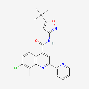 molecular formula C23H21ClN4O2 B1224780 N-(5-叔丁基-3-异恶唑基)-7-氯-8-甲基-2-(2-吡啶基)-4-喹啉甲酰胺 