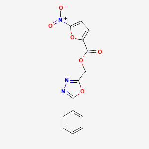 molecular formula C14H9N3O6 B1224786 5-Nitro-2-furancarboxylic acid (5-phenyl-1,3,4-oxadiazol-2-yl)methyl ester 