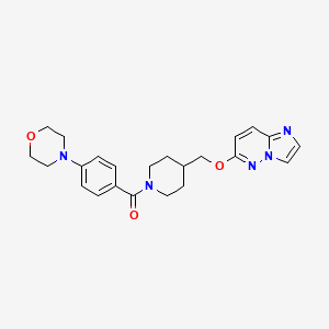 molecular formula C23H27N5O3 B12247861 4-{4-[4-({Imidazo[1,2-b]pyridazin-6-yloxy}methyl)piperidine-1-carbonyl]phenyl}morpholine 