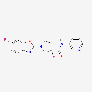 3-fluoro-1-(6-fluoro-1,3-benzoxazol-2-yl)-N-(pyridin-3-yl)pyrrolidine-3-carboxamide