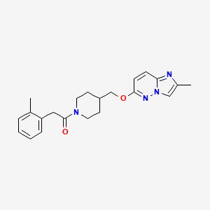 molecular formula C22H26N4O2 B12247913 1-{4-[({2-Methylimidazo[1,2-b]pyridazin-6-yl}oxy)methyl]piperidin-1-yl}-2-(2-methylphenyl)ethan-1-one 