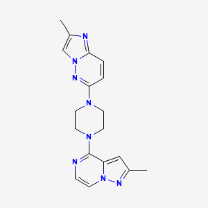 molecular formula C18H20N8 B12247953 1-{2-Methylimidazo[1,2-b]pyridazin-6-yl}-4-{2-methylpyrazolo[1,5-a]pyrazin-4-yl}piperazine 