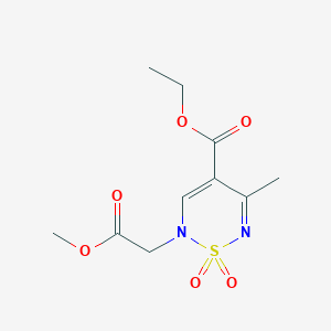 molecular formula C10H14N2O6S B12248026 ethyl 2-(2-methoxy-2-oxoethyl)-5-methyl-1,1-dioxo-2H-1lambda6,2,6-thiadiazine-4-carboxylate 