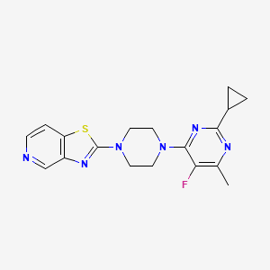 molecular formula C18H19FN6S B12248119 2-Cyclopropyl-5-fluoro-4-methyl-6-(4-{[1,3]thiazolo[4,5-c]pyridin-2-yl}piperazin-1-yl)pyrimidine 