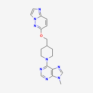 molecular formula C18H20N8O B12248255 6-[4-({imidazo[1,2-b]pyridazin-6-yloxy}methyl)piperidin-1-yl]-9-methyl-9H-purine 