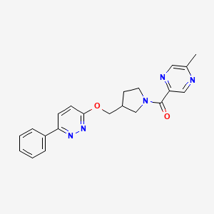 molecular formula C21H21N5O2 B12248291 3-{[1-(5-Methylpyrazine-2-carbonyl)pyrrolidin-3-yl]methoxy}-6-phenylpyridazine 