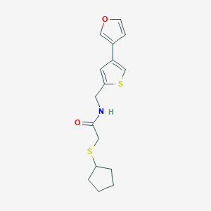 2-(cyclopentylsulfanyl)-N-{[4-(furan-3-yl)thiophen-2-yl]methyl}acetamide