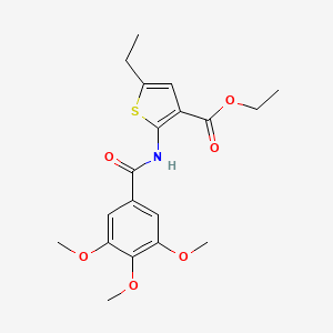 molecular formula C19H23NO6S B1224831 5-Ethyl-2-[[oxo-(3,4,5-trimethoxyphenyl)methyl]amino]-3-thiophenecarboxylic acid ethyl ester 