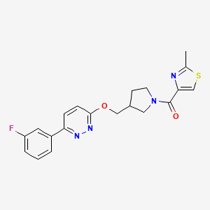 3-(3-Fluorophenyl)-6-{[1-(2-methyl-1,3-thiazole-4-carbonyl)pyrrolidin-3-yl]methoxy}pyridazine