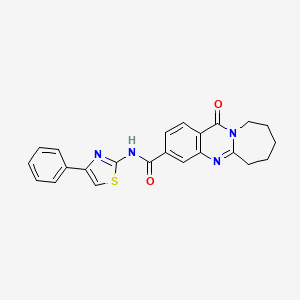 molecular formula C23H20N4O2S B1224836 12-氧代-N-(4-苯基-2-噻唑基)-7,8,9,10-四氢-6H-氮杂菲并[2,1-b]喹唑啉-3-甲酰胺 