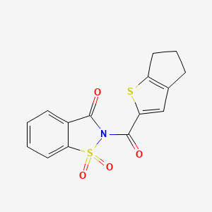 molecular formula C15H11NO4S2 B1224837 2-[5,6-二氢-4H-环戊[b]噻吩-2-基(氧代)甲基]-1,1-二氧代-1,2-苯并噻唑-3-酮 