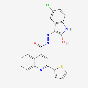 molecular formula C22H13ClN4O2S B1224838 N'-(5-氯-2-氧代-3-吲哚基)-2-噻吩-2-基-4-喹啉甲酰肼 
