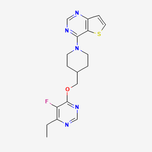 4-Ethyl-5-fluoro-6-[(1-{thieno[3,2-d]pyrimidin-4-yl}piperidin-4-yl)methoxy]pyrimidine