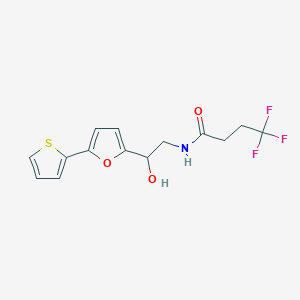 molecular formula C14H14F3NO3S B12248388 4,4,4-trifluoro-N-{2-hydroxy-2-[5-(thiophen-2-yl)furan-2-yl]ethyl}butanamide 