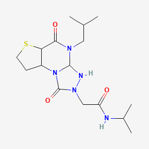 2-[8-(2-methylpropyl)-7,12-dioxo-5-thia-1,8,10,11-tetraazatricyclo[7.3.0.0^{2,6}]dodeca-2(6),3,9-trien-11-yl]-N-(propan-2-yl)acetamide