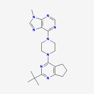 6-(4-{2-tert-butyl-5H,6H,7H-cyclopenta[d]pyrimidin-4-yl}piperazin-1-yl)-9-methyl-9H-purine