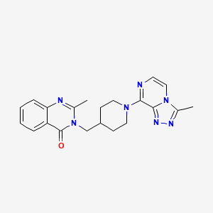 molecular formula C21H23N7O B12248539 2-Methyl-3-[(1-{3-methyl-[1,2,4]triazolo[4,3-a]pyrazin-8-yl}piperidin-4-yl)methyl]-3,4-dihydroquinazolin-4-one 