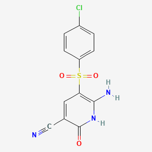 molecular formula C12H8ClN3O3S B1224854 6-氨基-5-(4-氯苯基)磺酰基-2-氧代-1H-吡啶-3-腈 CAS No. 338774-48-4