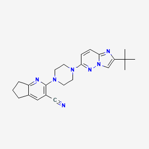 2-(4-{2-tert-butylimidazo[1,2-b]pyridazin-6-yl}piperazin-1-yl)-5H,6H,7H-cyclopenta[b]pyridine-3-carbonitrile