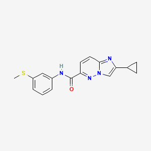 molecular formula C17H16N4OS B12248638 2-cyclopropyl-N-[3-(methylsulfanyl)phenyl]imidazo[1,2-b]pyridazine-6-carboxamide 