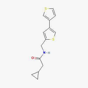 molecular formula C14H15NOS2 B12248758 N-({[3,3'-bithiophene]-5-yl}methyl)-2-cyclopropylacetamide 