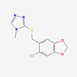 molecular formula C11H10ClN3O2S B12248763 3-{[(6-chloro-1,3-benzodioxol-5-yl)methyl]sulfanyl}-4-methyl-4H-1,2,4-triazole 