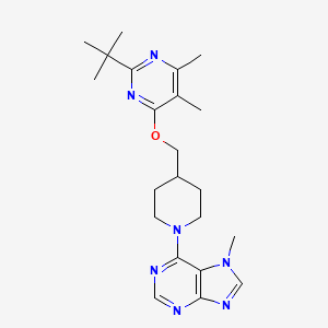 molecular formula C22H31N7O B12248771 6-(4-{[(2-tert-butyl-5,6-dimethylpyrimidin-4-yl)oxy]methyl}piperidin-1-yl)-7-methyl-7H-purine 