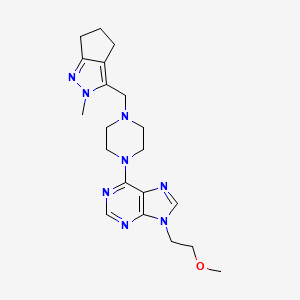 9-(2-methoxyethyl)-6-[4-({2-methyl-2H,4H,5H,6H-cyclopenta[c]pyrazol-3-yl}methyl)piperazin-1-yl]-9H-purine